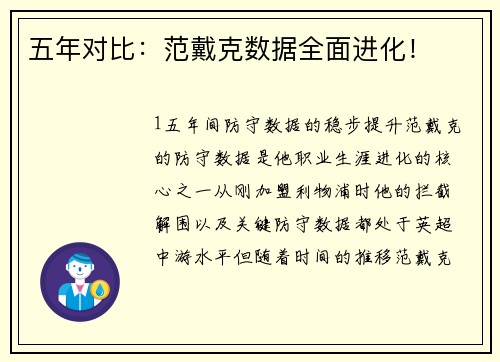五年对比：范戴克数据全面进化！