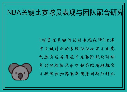NBA关键比赛球员表现与团队配合研究